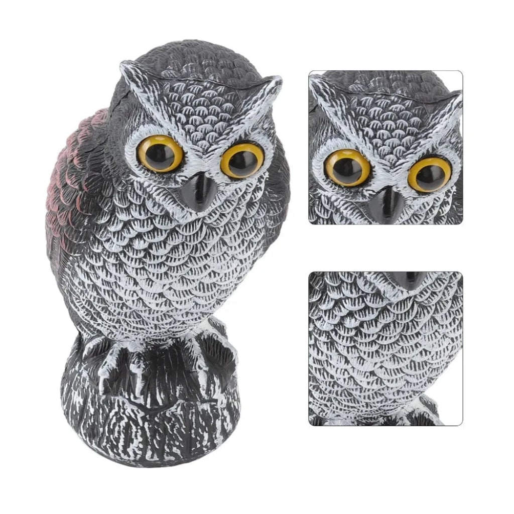 Thermabuild | Halloween Garden Owl Statue Decoy with Realistic Design to Scare Birds Away Outdoor Yard Decoration