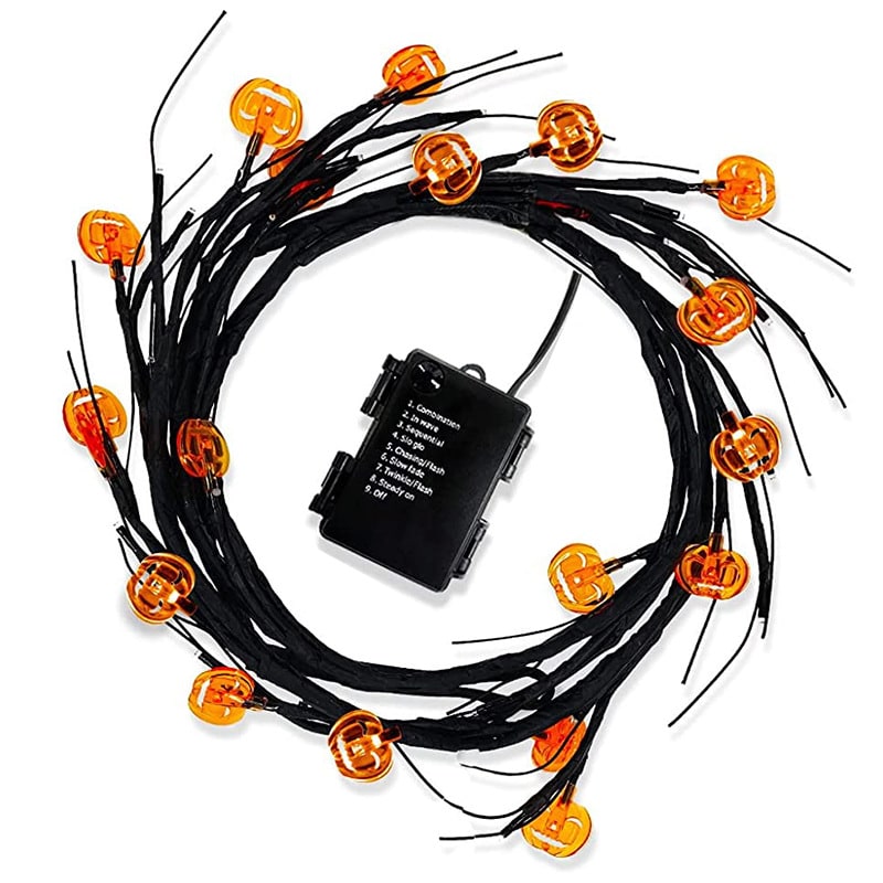 Thermabuild | Halloween Garland with Lights LED Twig Battery Operated for Outdoor Mantel Decoration