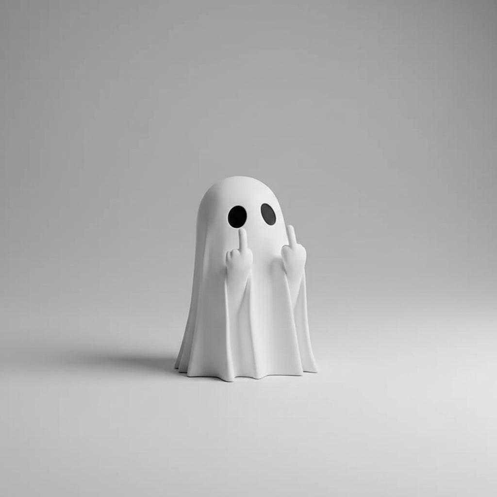 Thermabuild | Halloween Ghost Decor Figurine with Middle Finger Gesture Tabletop Decoration Inflatable