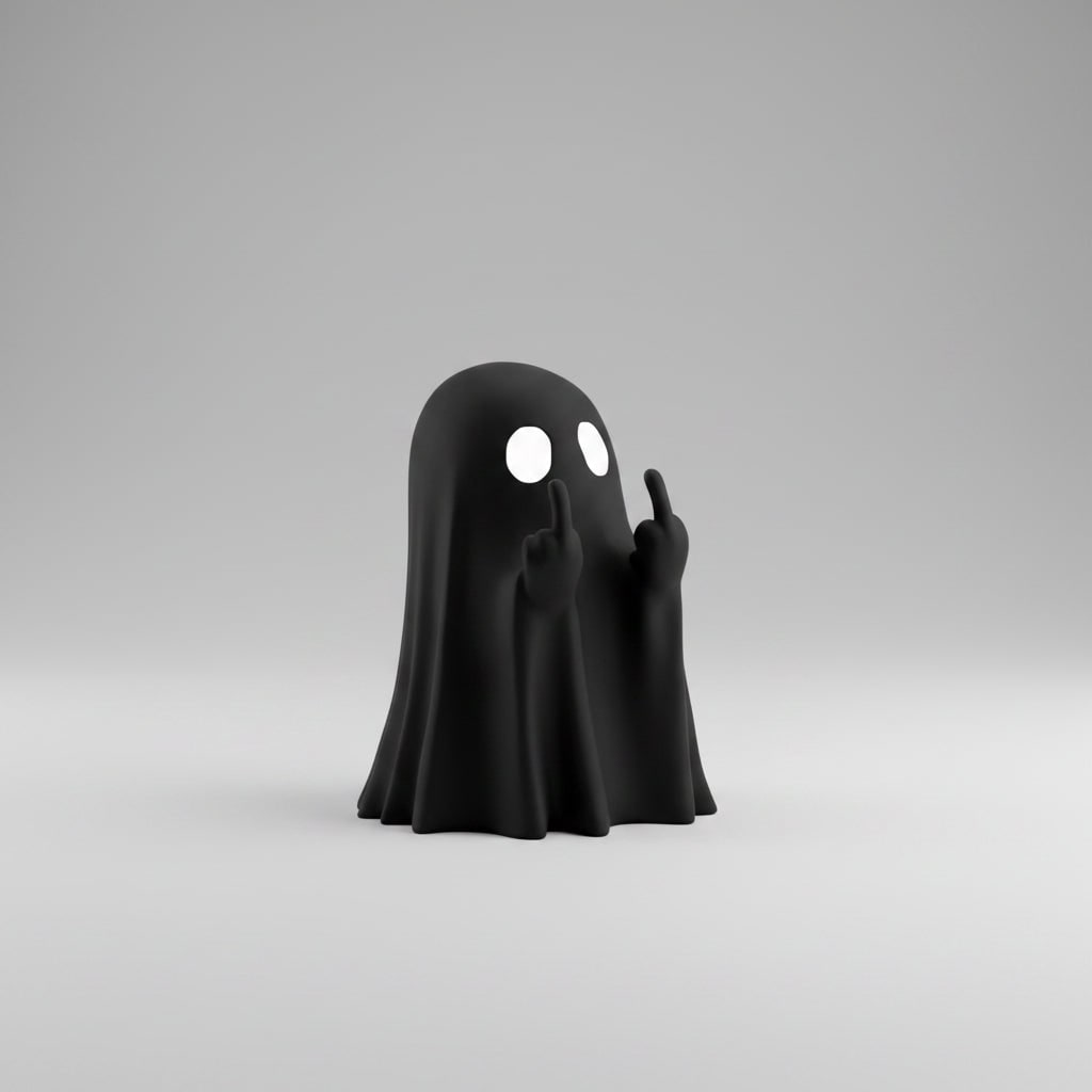 Thermabuild | Halloween Ghost Decor Figurine with Middle Finger Gesture Tabletop Decoration Inflatable