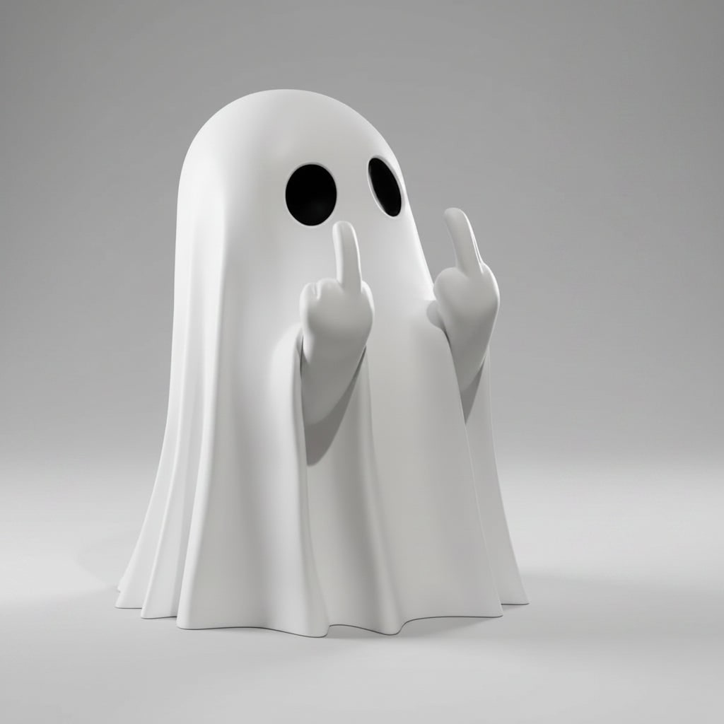 Thermabuild | Halloween Ghost Decor Figurine with Middle Finger Gesture Tabletop Decoration Inflatable
