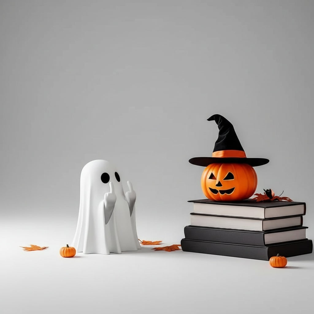 Thermabuild | Halloween Ghost Decor Figurine with Middle Finger Gesture Tabletop Decoration Inflatable