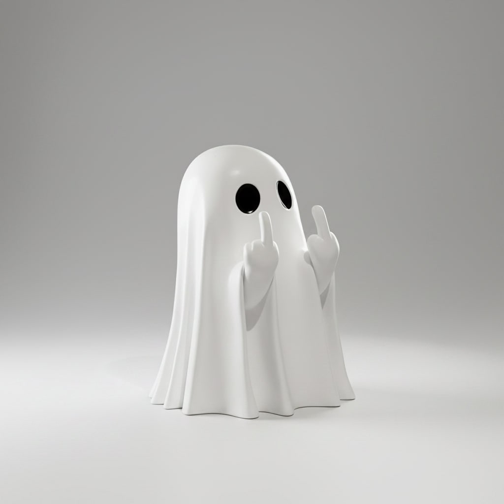 Thermabuild | Halloween Ghost Decor Figurine with Middle Finger Gesture Tabletop Decoration Inflatable
