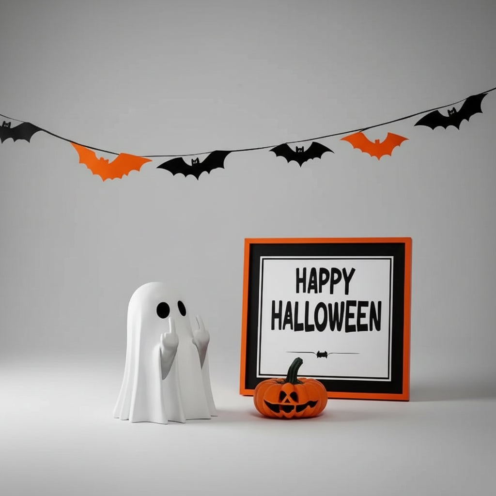Thermabuild | Halloween Ghost Decor Figurine with Middle Finger Gesture Tabletop Decoration Inflatable