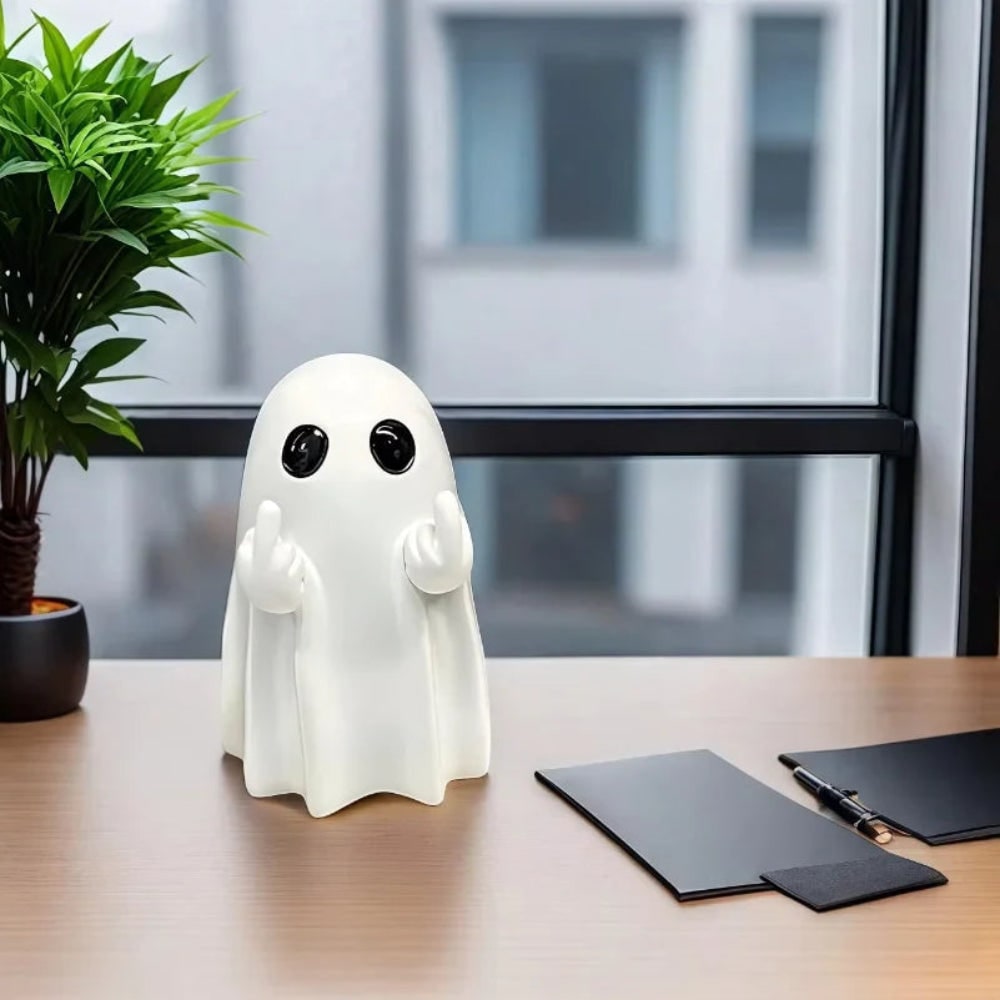 Thermabuild | Halloween Ghost Decor Tabletop Figurine with Middle Finger Flipping Hands Inflatable