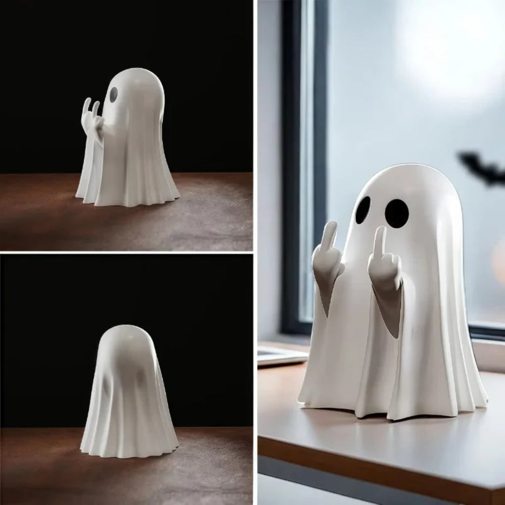Thermabuild | Halloween Ghost Decor Tabletop Figurine with Middle Finger Flipping Hands Inflatable