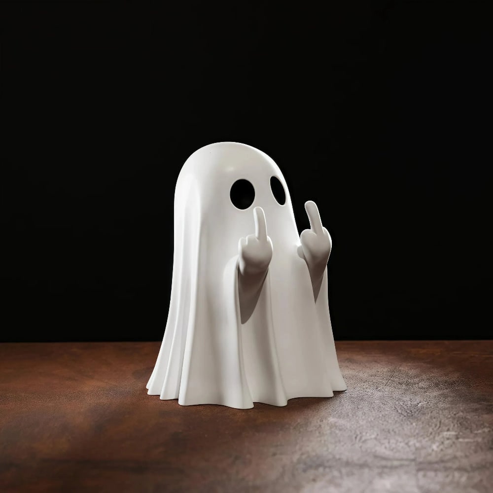 Thermabuild | Halloween Ghost Decor Tabletop Figurine with Middle Finger Flipping Hands Inflatable