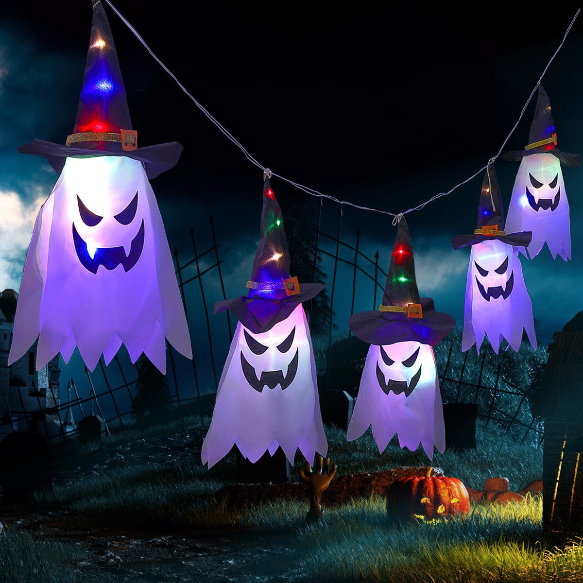 Thermabuild | Halloween Ghost Decoration Light with Hanging and LED String for Party Decor