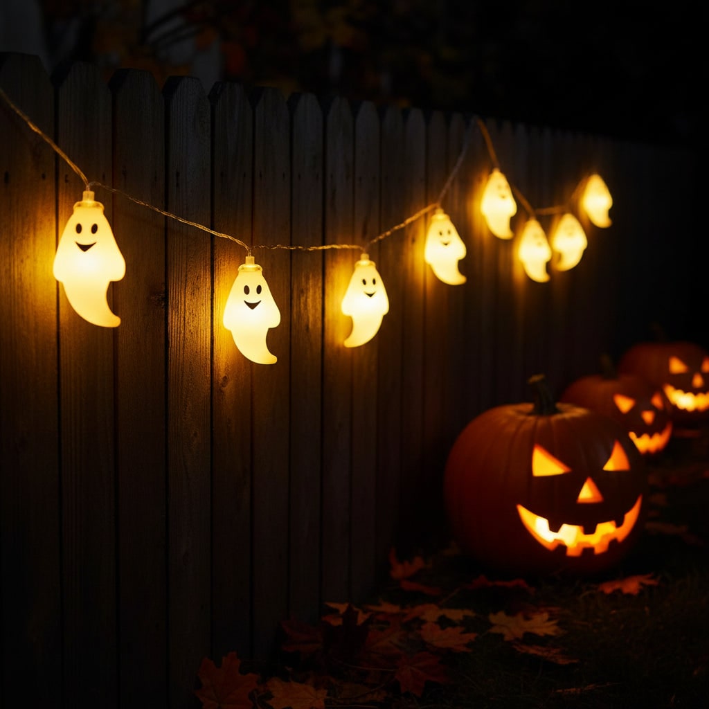 Thermabuild | Halloween Ghost String Lights Battery Operated LED Outdoor Decoration for Patio and Yard Party