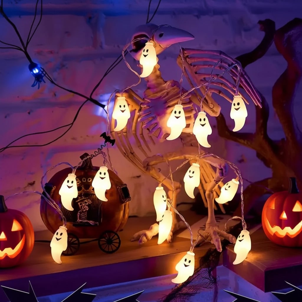 Thermabuild | Halloween Ghost String Lights Battery Operated LED Outdoor Decoration for Patio and Yard Party