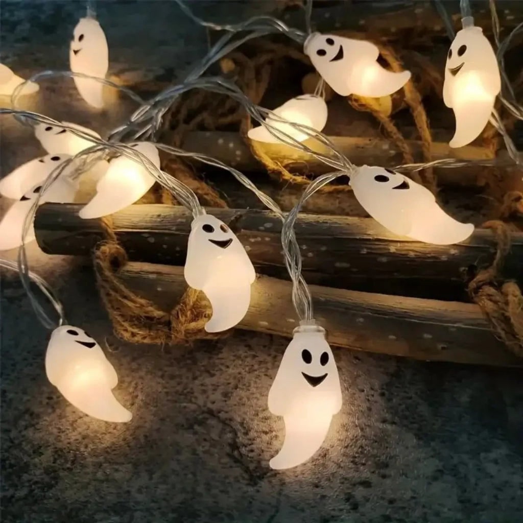 Thermabuild | Halloween Ghost String Lights Battery Operated LED Outdoor Decoration for Patio and Yard Party