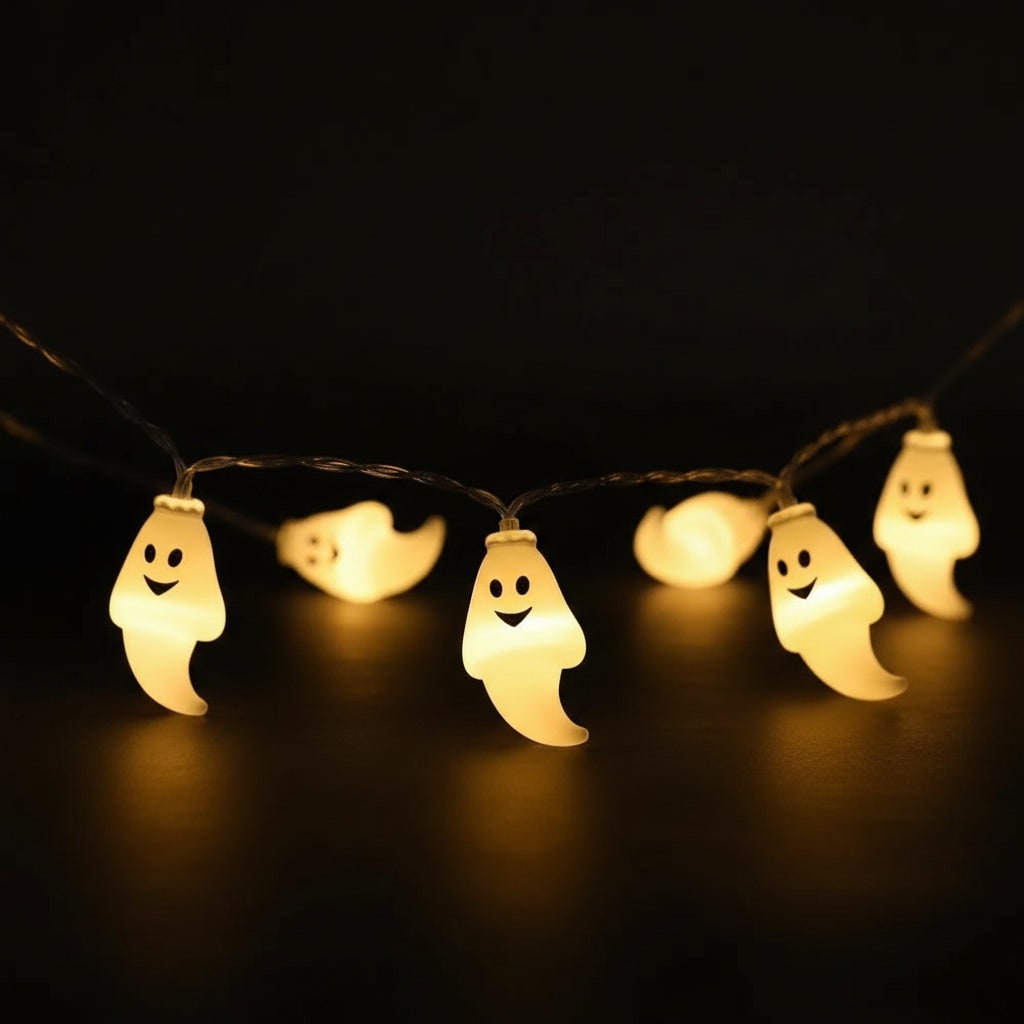 Thermabuild | Halloween Ghost String Lights Outdoor Battery Powered LED for Patio and Yard Decoration