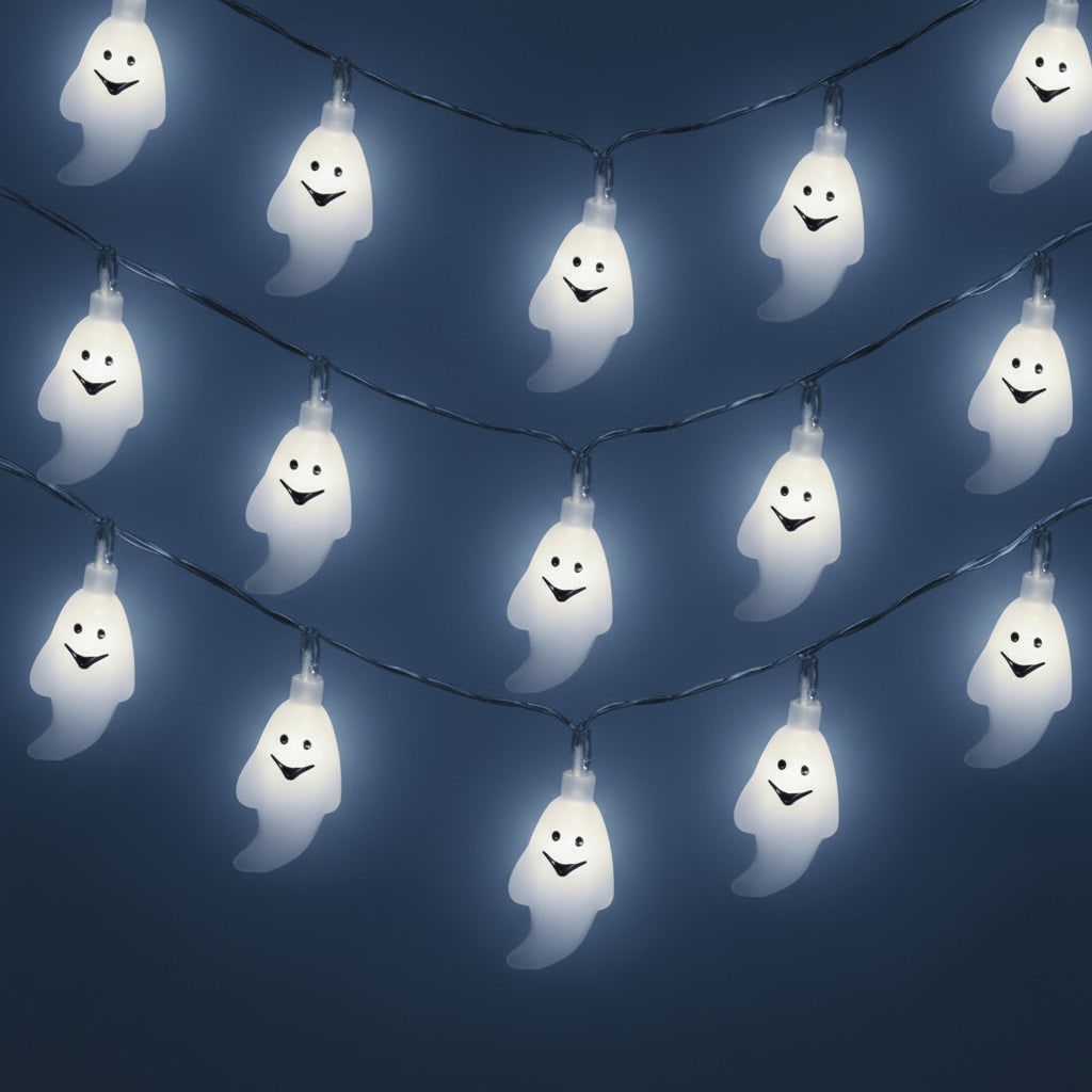 Thermabuild | Halloween Ghost String Lights Outdoor Battery Powered LED for Patio and Yard Decoration