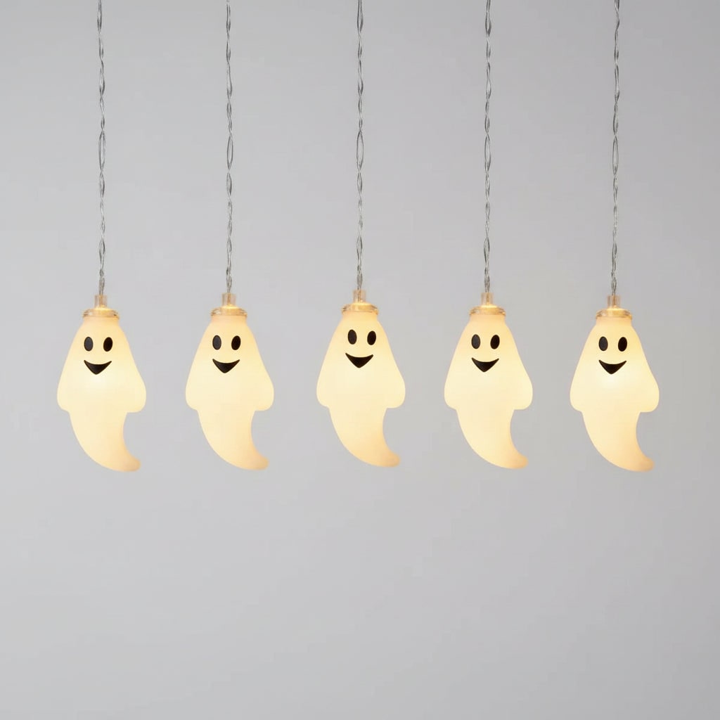 Thermabuild | Halloween Ghost String Lights Outdoor Battery Powered LED for Patio and Yard Decoration