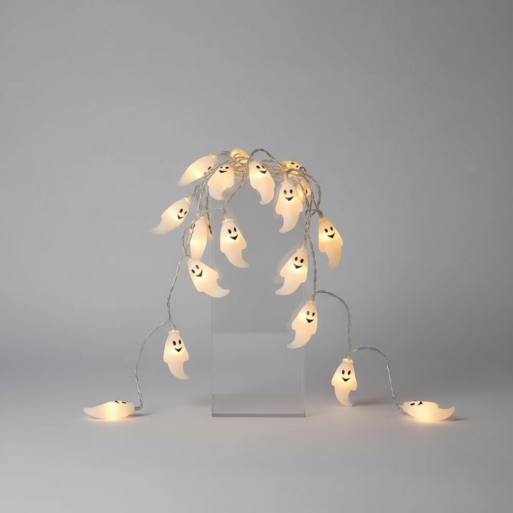 Thermabuild | Halloween Ghost String Lights Outdoor Battery Powered LED for Patio and Yard Decoration