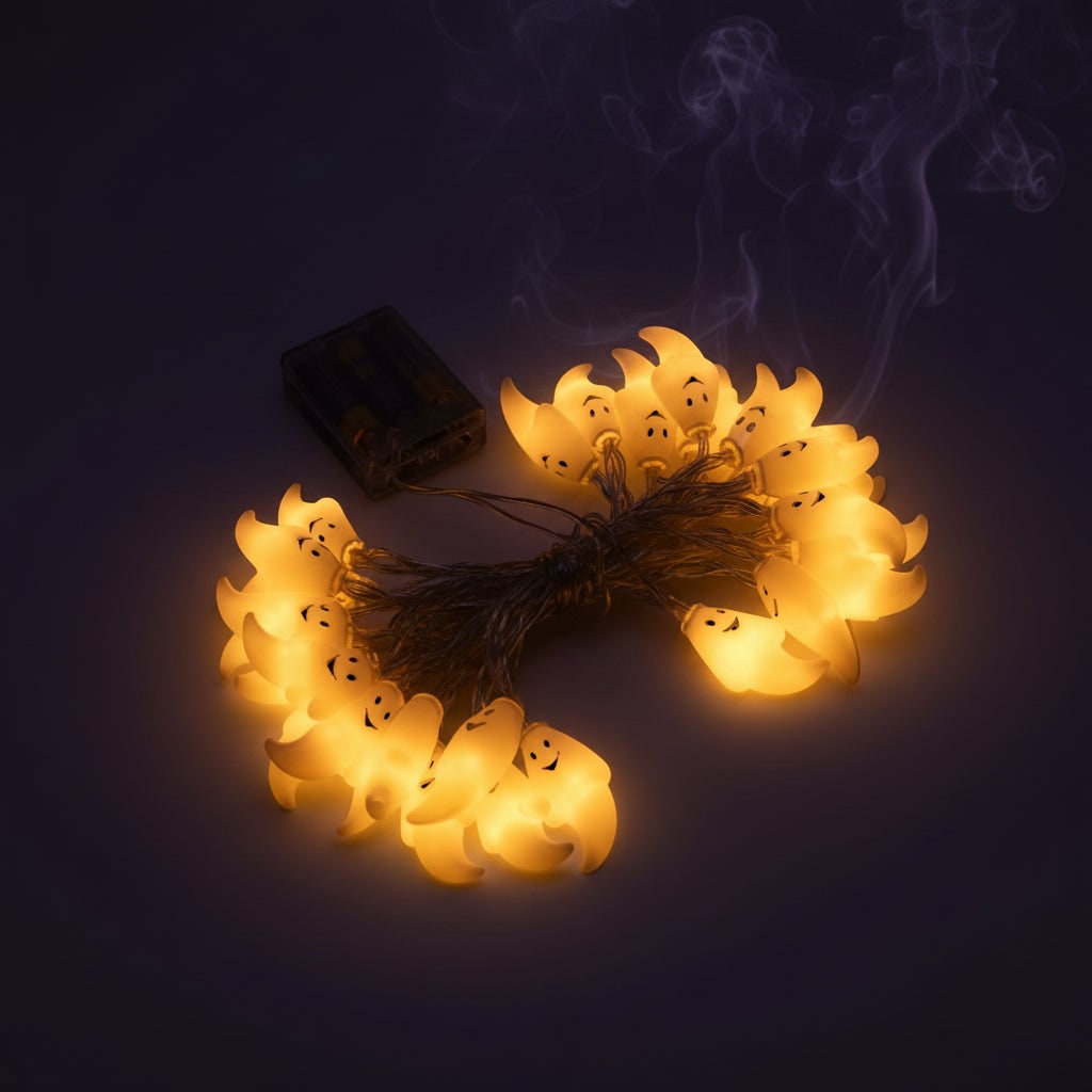 Thermabuild | Halloween Ghost String Lights Outdoor Battery Powered LED for Patio and Yard Decoration