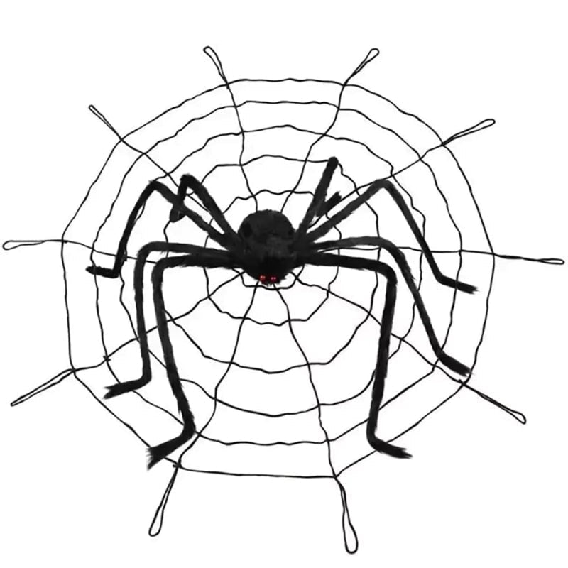 Thermabuild | Halloween Giant Spider Decoration with Web and Poseable Legs for Outdoor Yard