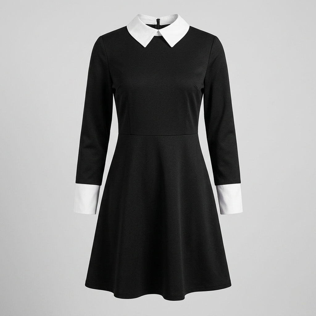 Thermabuild | Halloween gothic schoolgirl Costume Dress with White Collar and Braided Cosplay Outfit