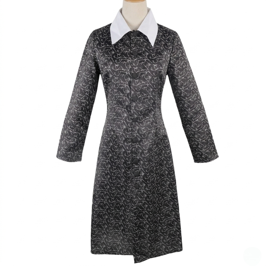 Thermabuild | Halloween gothic schoolgirl Costume Dress with White Collar and Braided Cosplay Outfit