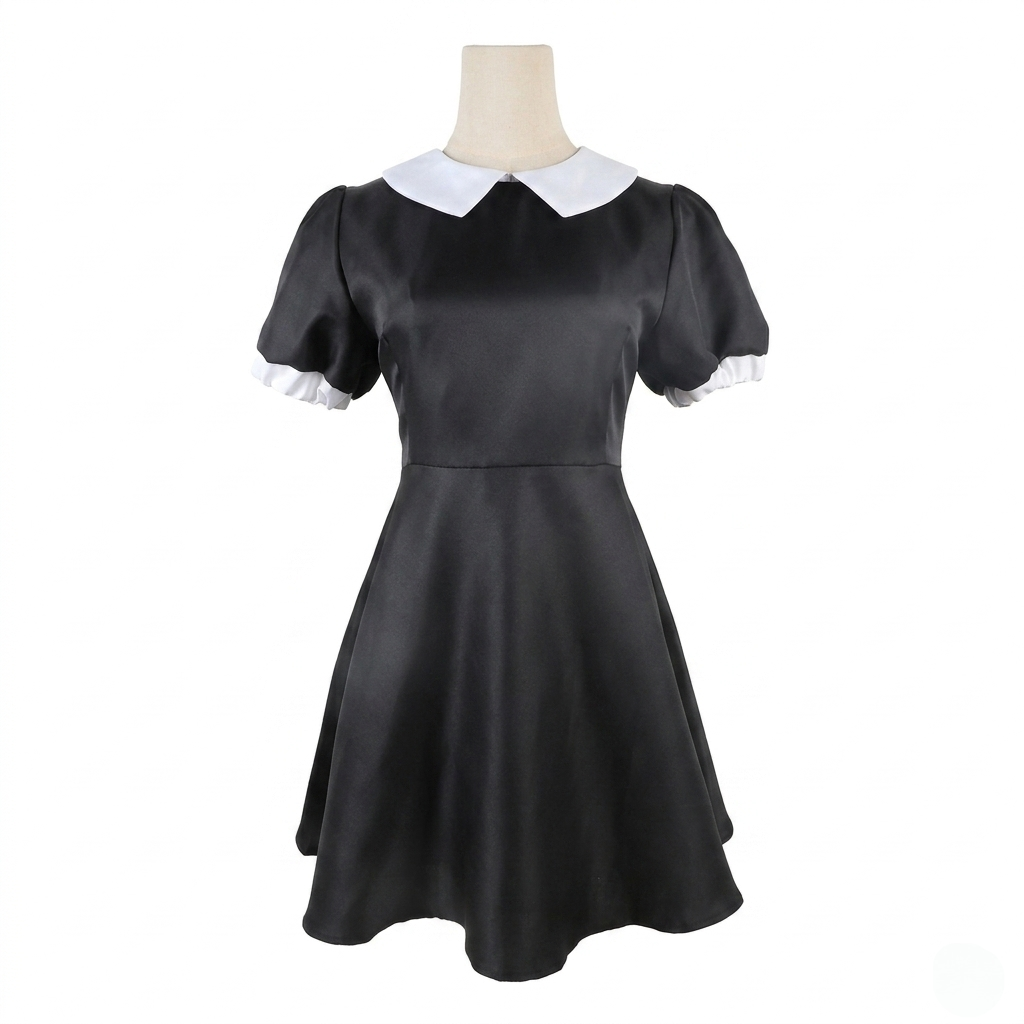 Thermabuild | Halloween gothic schoolgirl Costume Dress with White Collar and Braided Cosplay Outfit