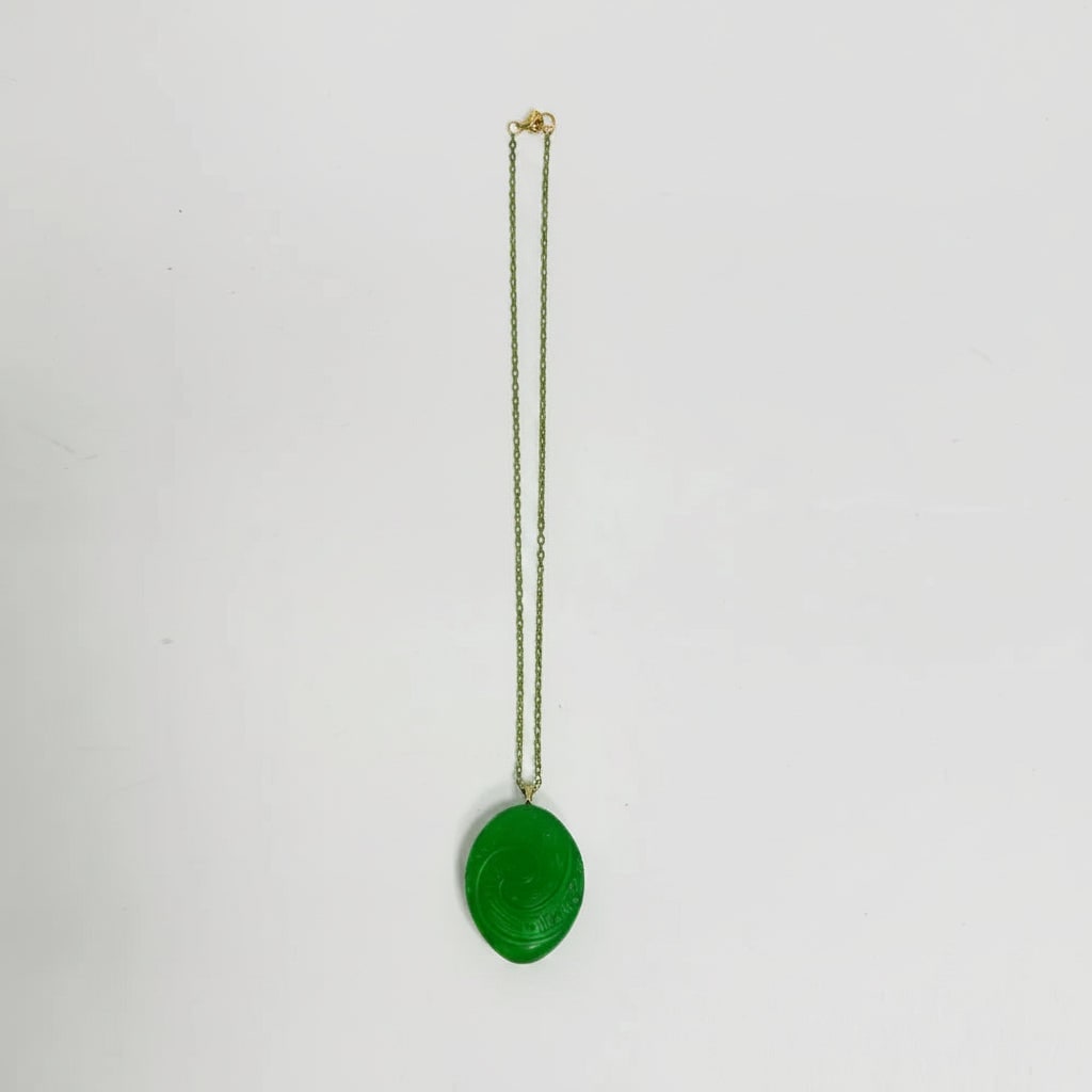 Thermabuild | Halloween Green Jade Stone Pendant Necklace Large Charm
