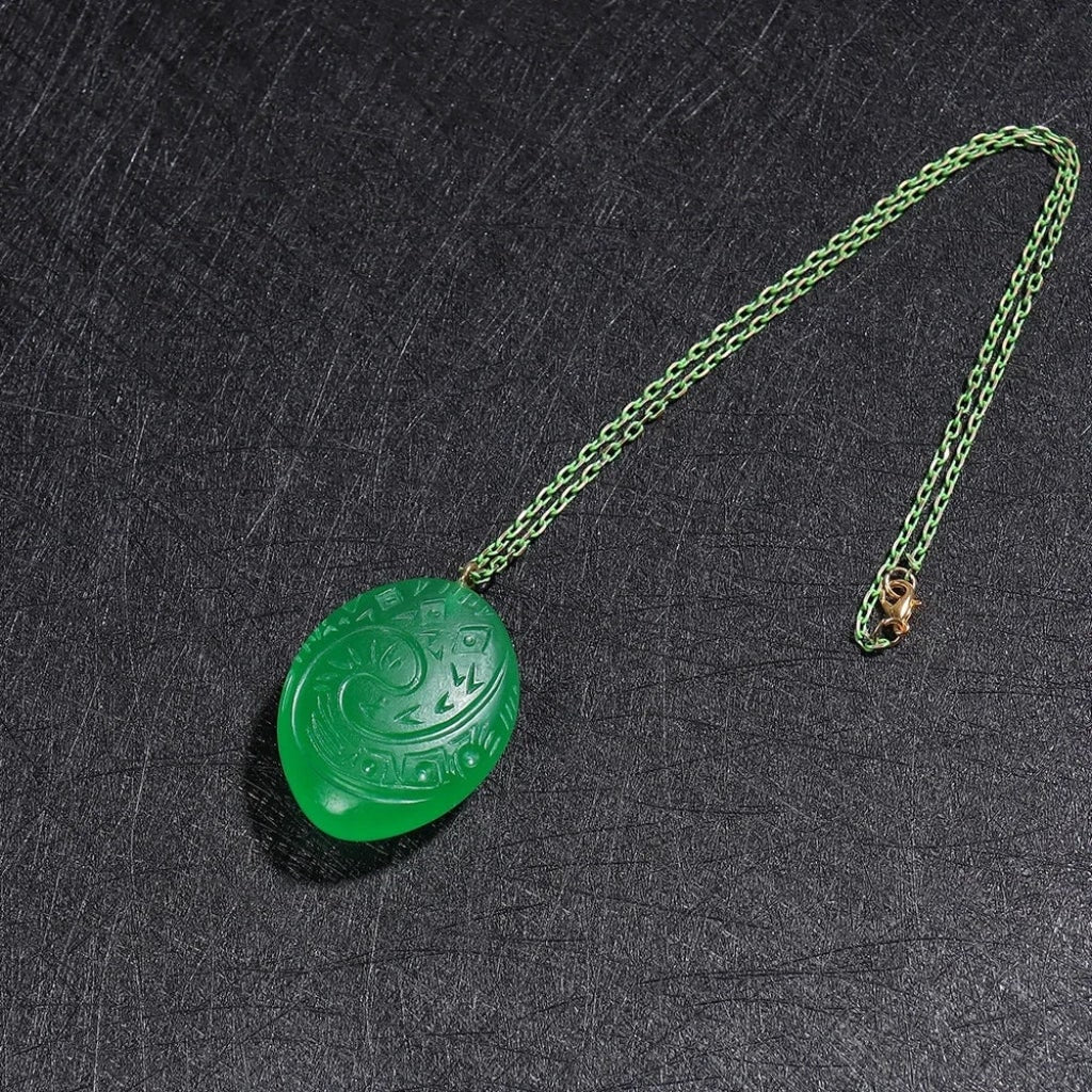 Thermabuild | Halloween Green Jade Stone Pendant Necklace Large Charm
