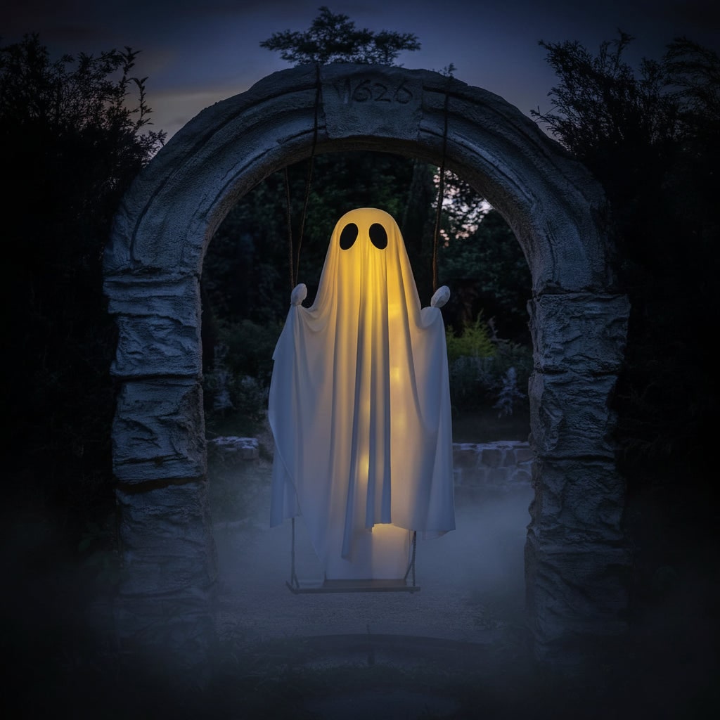 Thermabuild | Halloween Hanging Ghost Decoration with LED Light and Swing for Outdoor Yard Party Decor