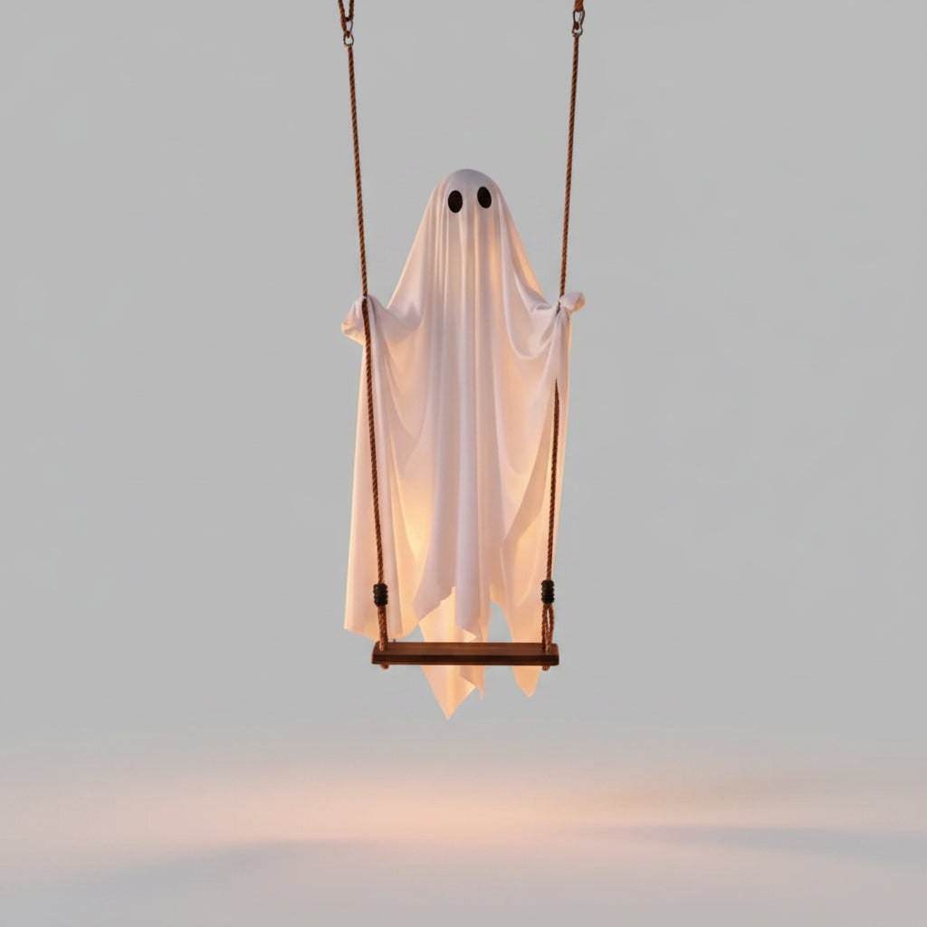 Thermabuild | Halloween Hanging Ghost Decoration with LED Light and Swing for Outdoor Yard Party Decor