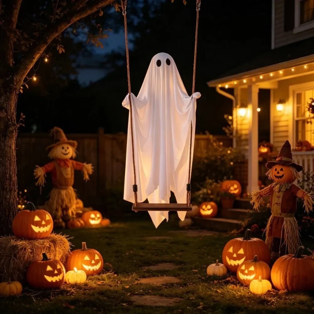 Thermabuild | Halloween Hanging Ghost Decoration with LED Light Remote Control for Large Outdoor Yard Party