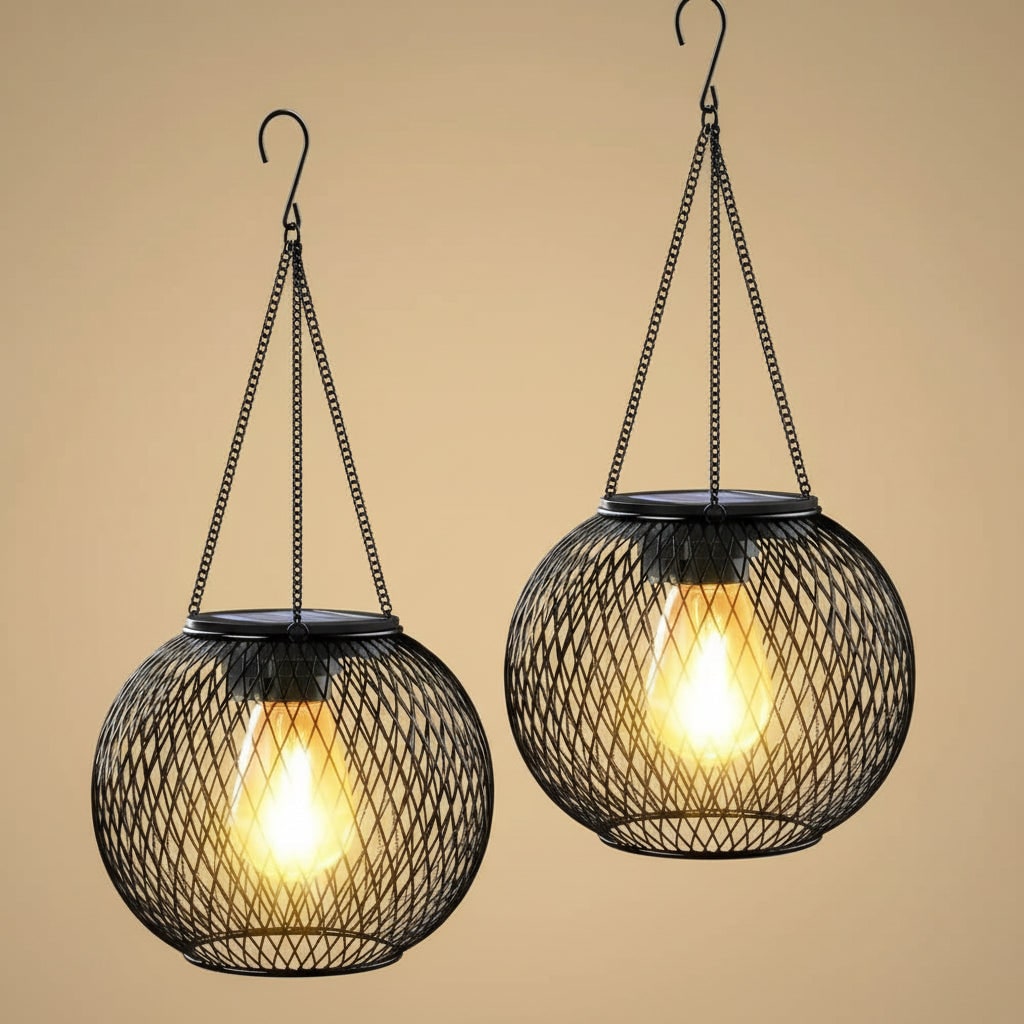Thermabuild | Halloween Hanging Solar Lights Outdoor with Powered Lantern and LED Bulb for Yard Decoration