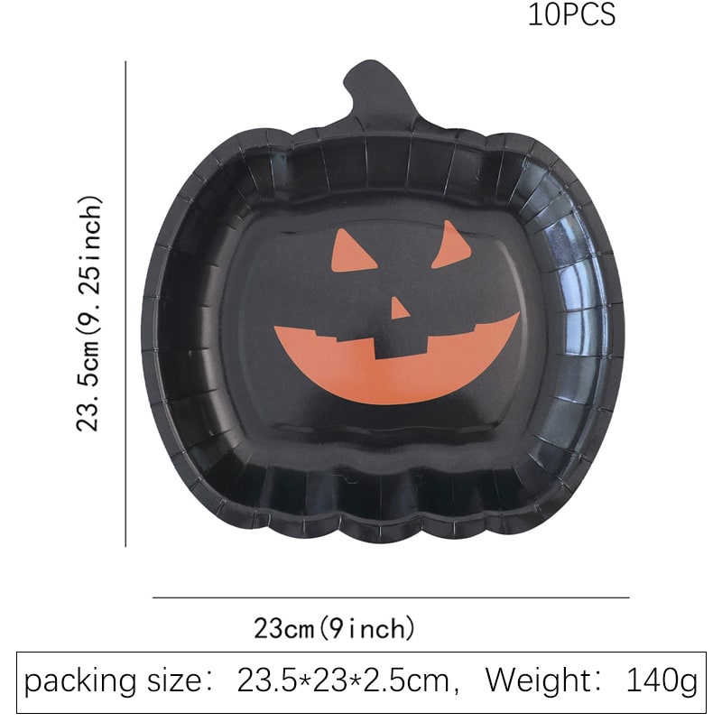 Thermabuild | Halloween Heavy Duty Disposable Paper Plates with Pumpkin Jack-O-Lantern Design