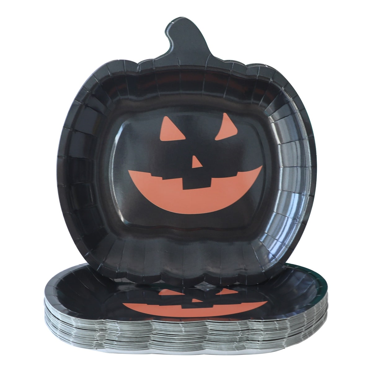 Thermabuild | Halloween Heavy Duty Disposable Paper Plates with Pumpkin Jack-O-Lantern Design