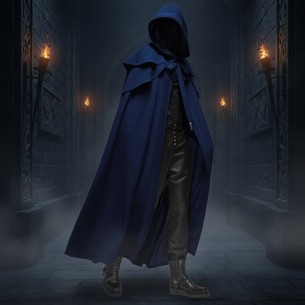 Thermabuild | Halloween Hooded Cloak with Cape and Embroidered Trim for Witch Costume Party Red Riding Hood
