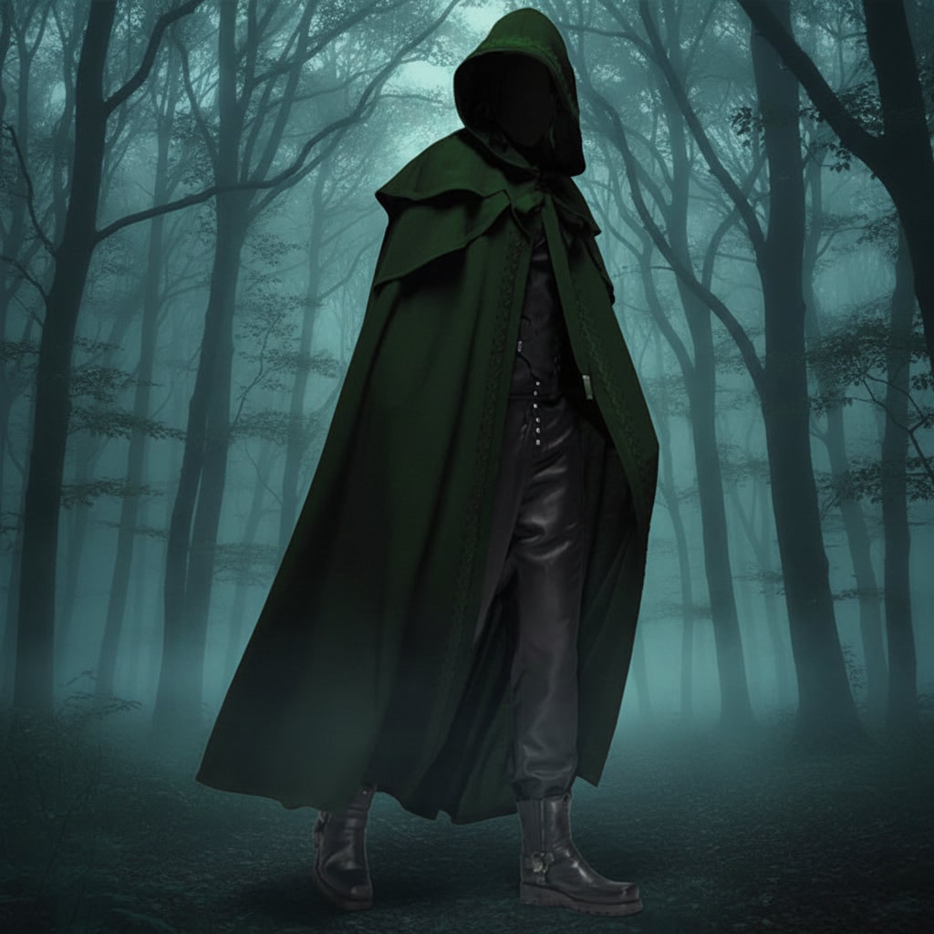 Thermabuild | Halloween Hooded Cloak with Cape and Embroidered Trim for Witch Costume Party Red Riding Hood