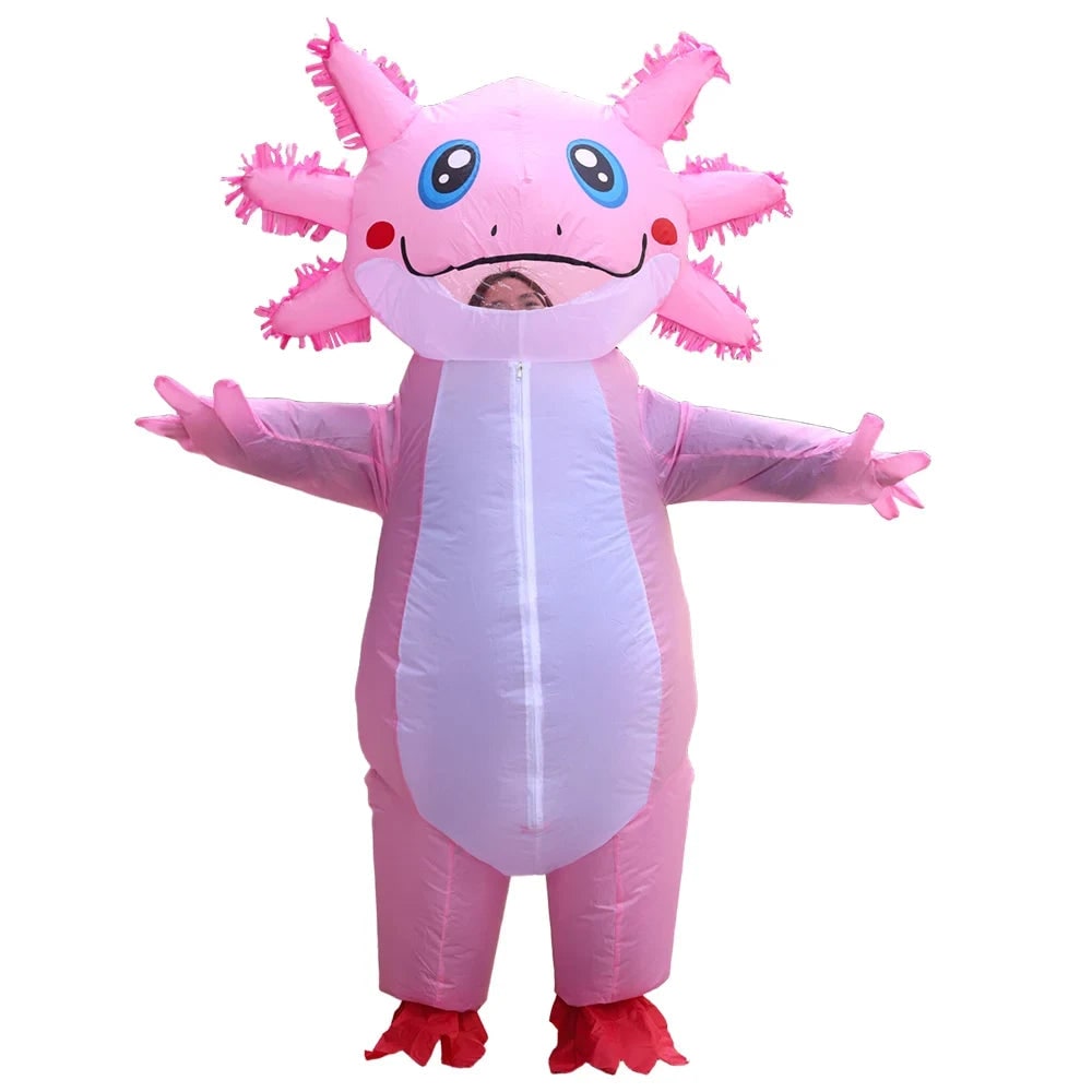 Thermabuild | Halloween Inflatable Axolotl Costume with Battery-Operated Fan and Full-Body Design