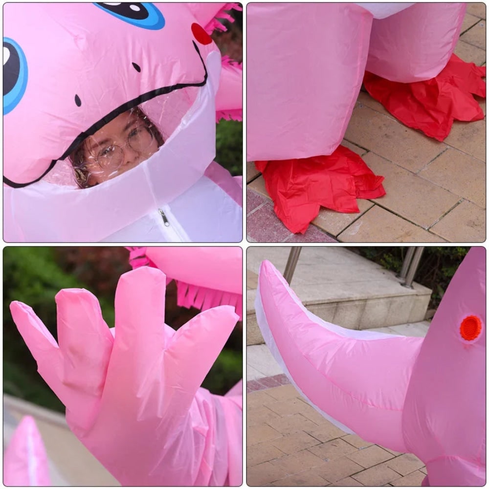 Thermabuild | Halloween Inflatable Axolotl Costume with Battery-Operated Fan and Full-Body Design