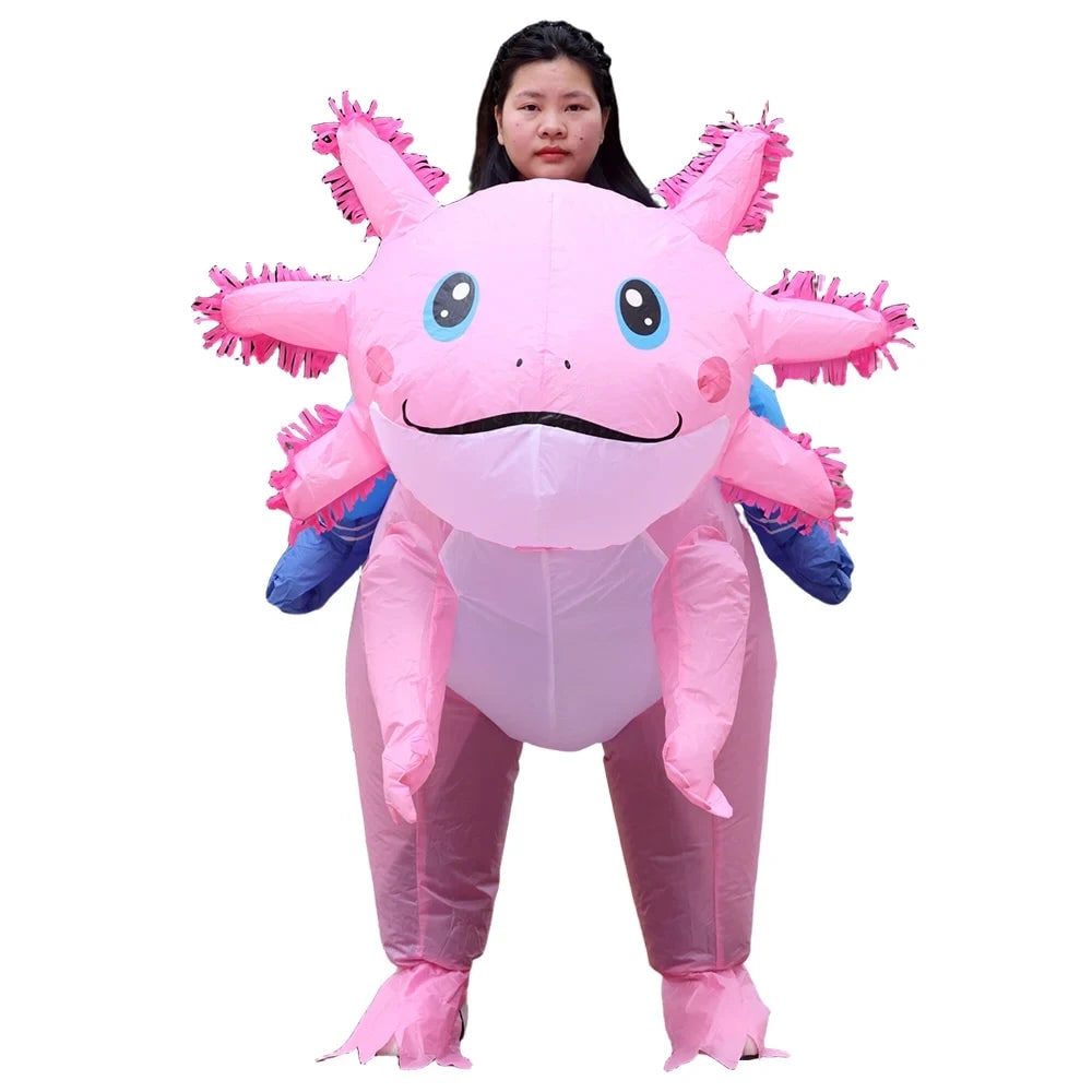 Thermabuild | Halloween Inflatable Axolotl Costume with Battery-Operated Fan and Full-Body Design