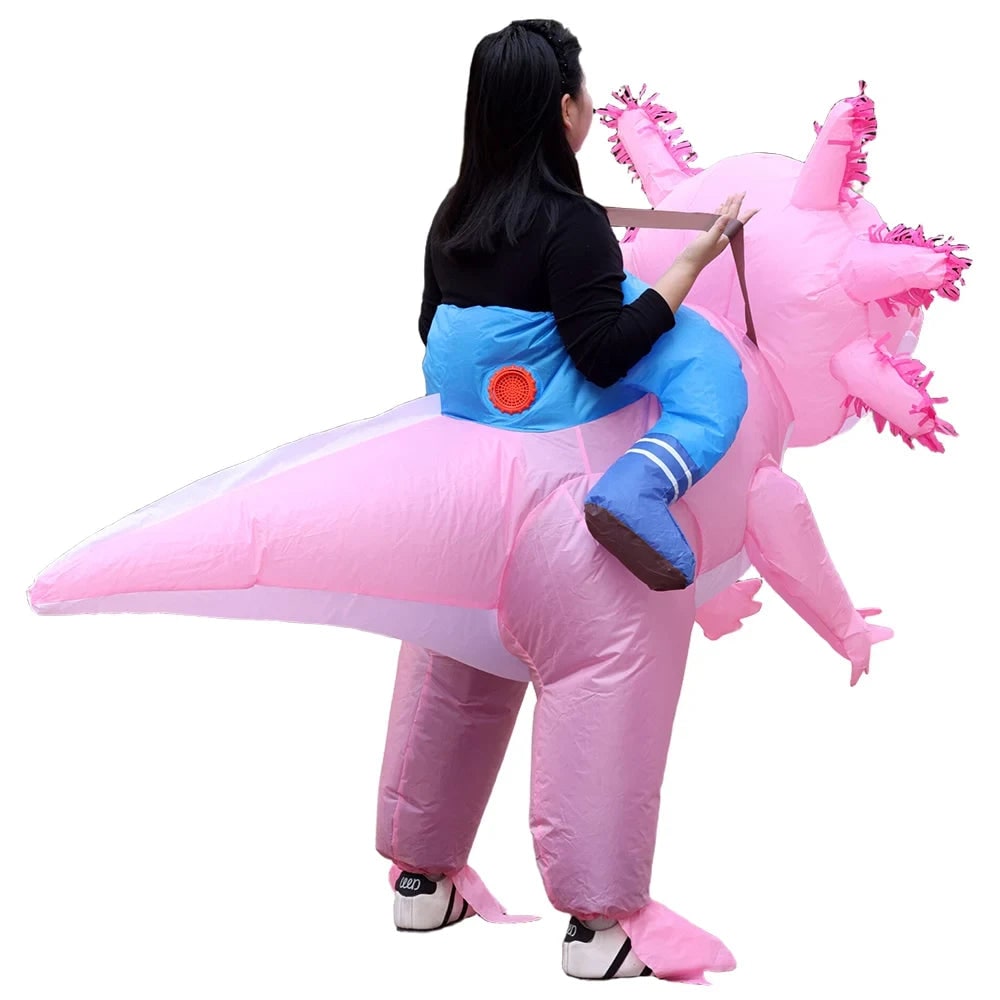 Thermabuild | Halloween Inflatable Axolotl Costume with Battery-Operated Fan and Full-Body Design