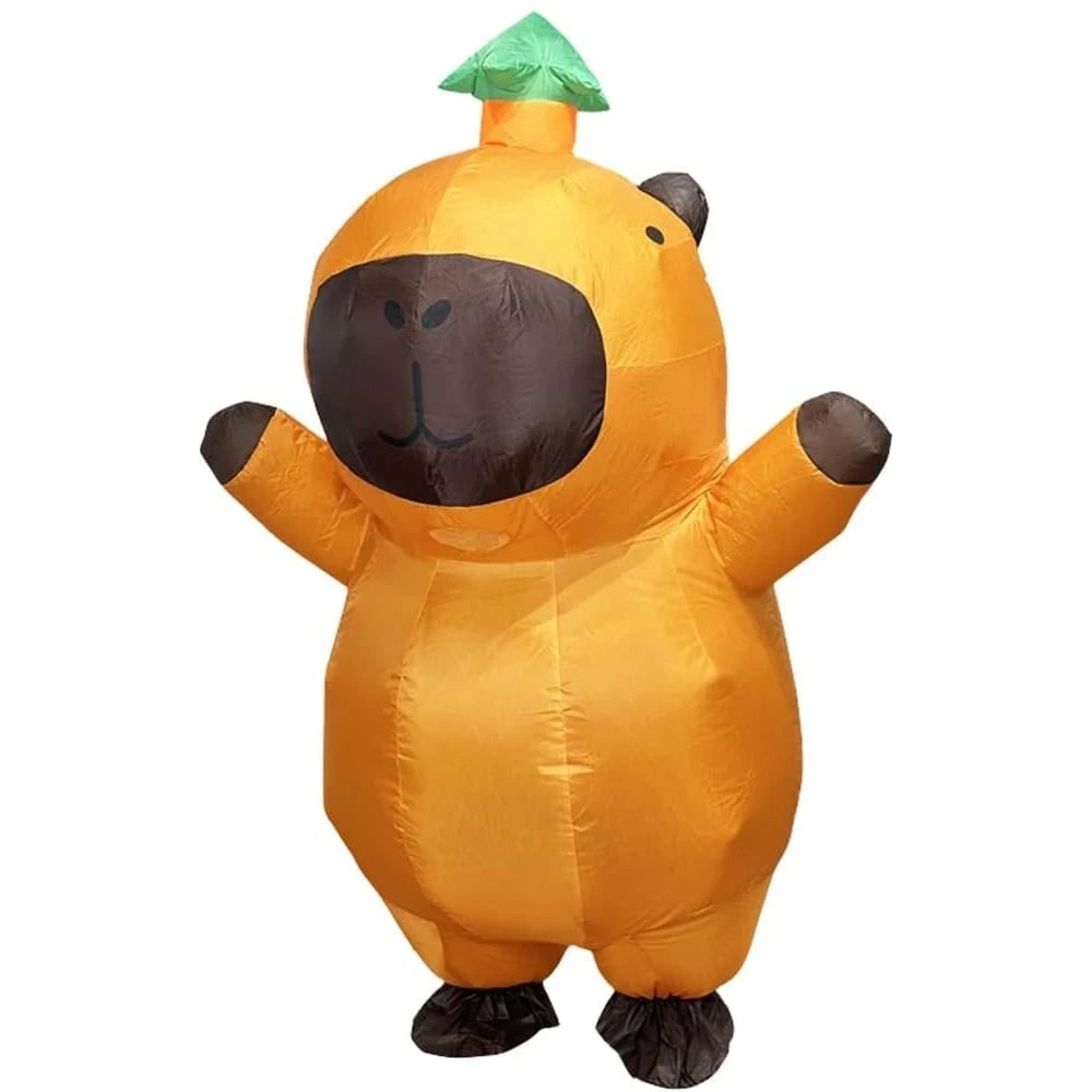 Thermabuild | Halloween Inflatable Capybara Costume with Leaf Hat and Built-In Fan Funny Animal Suit