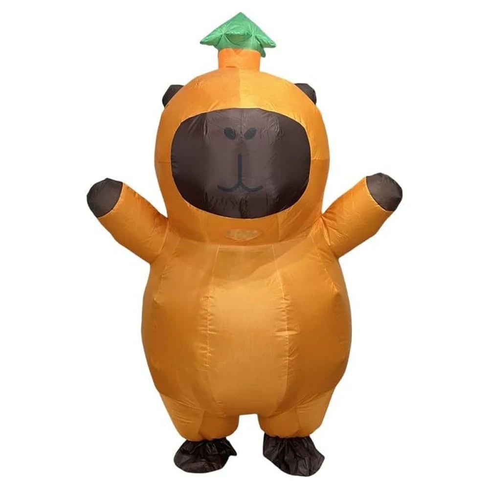 Thermabuild | Halloween Inflatable Capybara Costume with Leaf Hat and Built-In Fan Funny Animal Suit