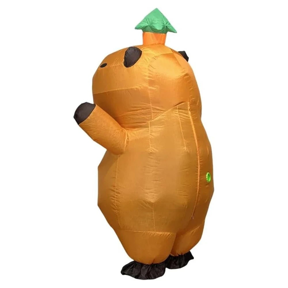 Thermabuild | Halloween Inflatable Capybara Costume with Leaf Hat and Built-In Fan Funny Animal Suit