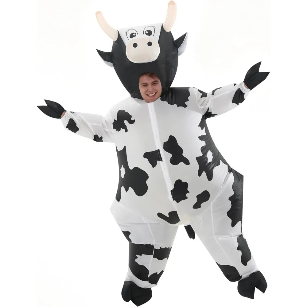 Thermabuild | Halloween Inflatable Cow Costume with Blow Up Suit and Animal Design