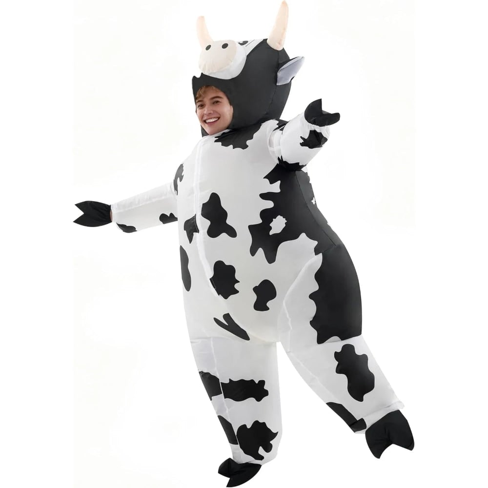 Thermabuild | Halloween Inflatable Cow Costume with Blow Up Suit and Animal Design