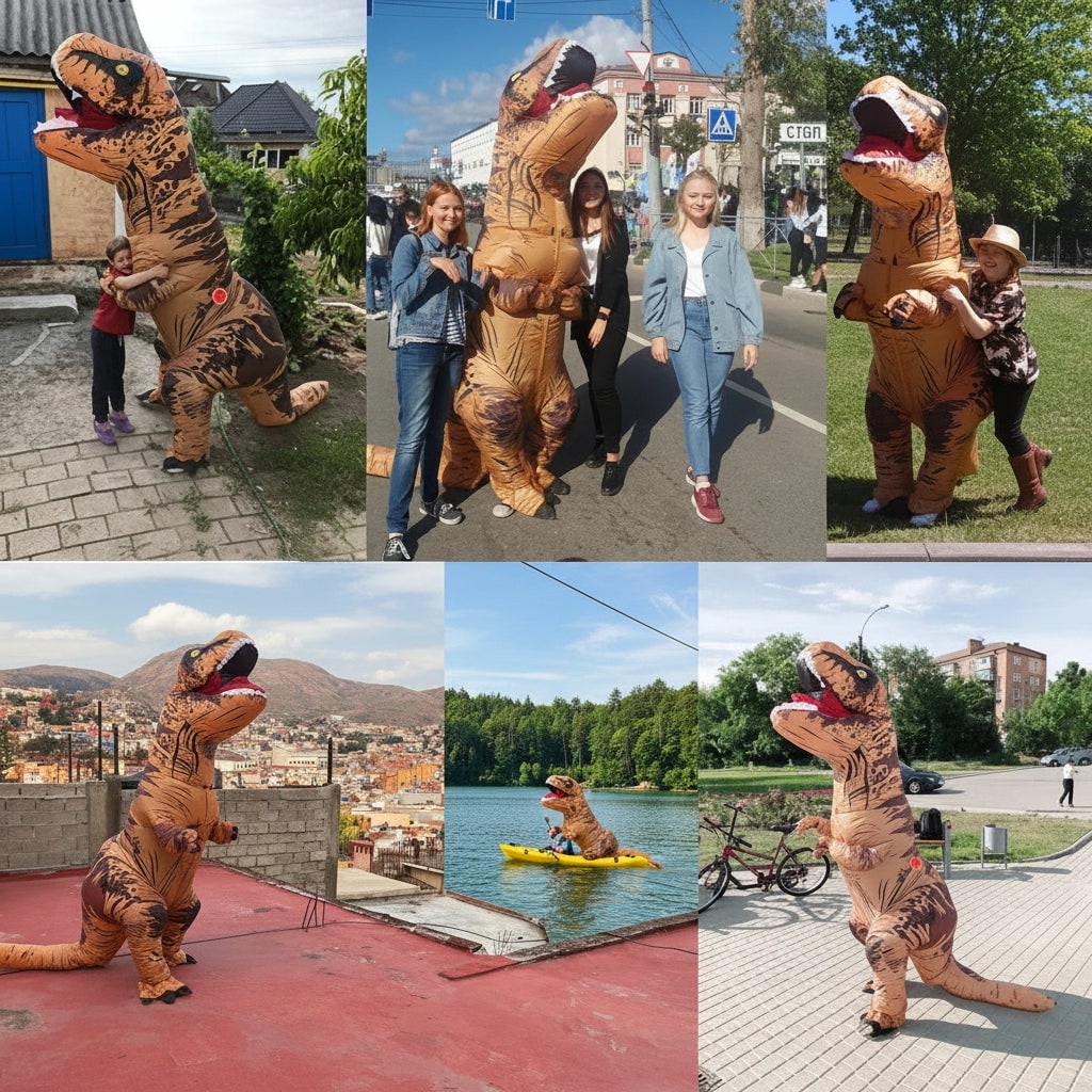 Thermabuild | Halloween Inflatable Dinosaur Costume Blow Up T-Rex Outfit with Built-In Fan