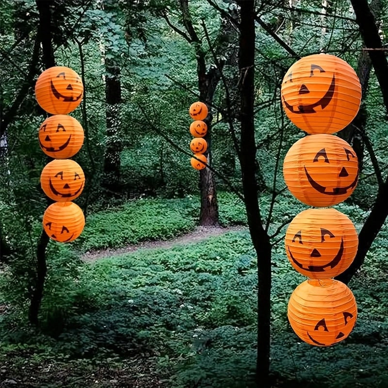 Thermabuild | Halloween Jack O' Lantern Paper Pumpkin Hanging Decor Set of 12