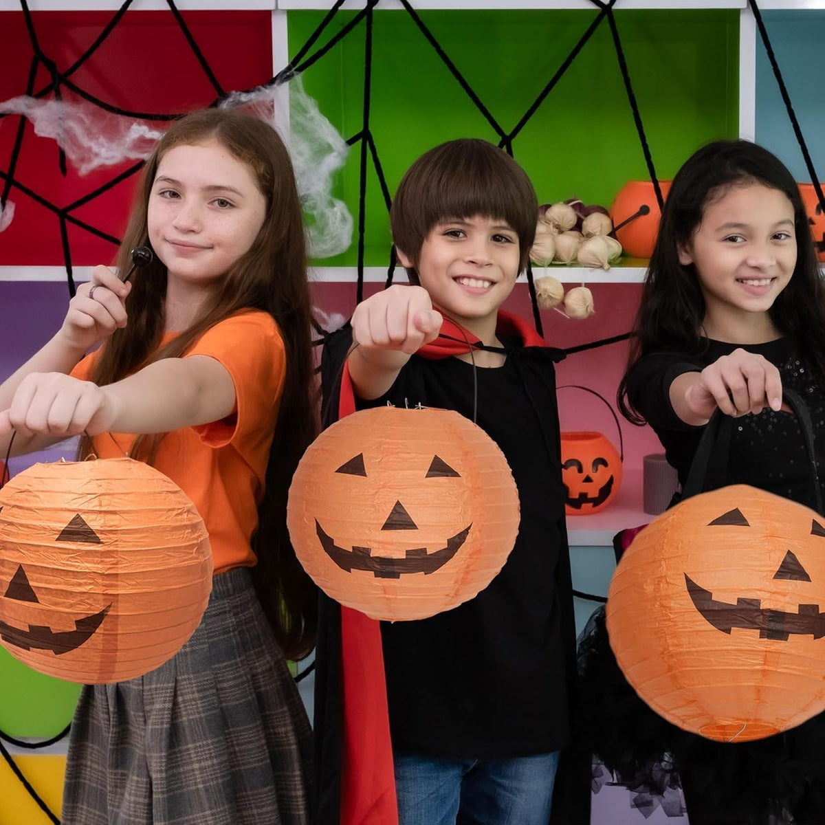 Thermabuild | Halloween Jack O' Lantern Paper Pumpkin Hanging Decor Set of 12