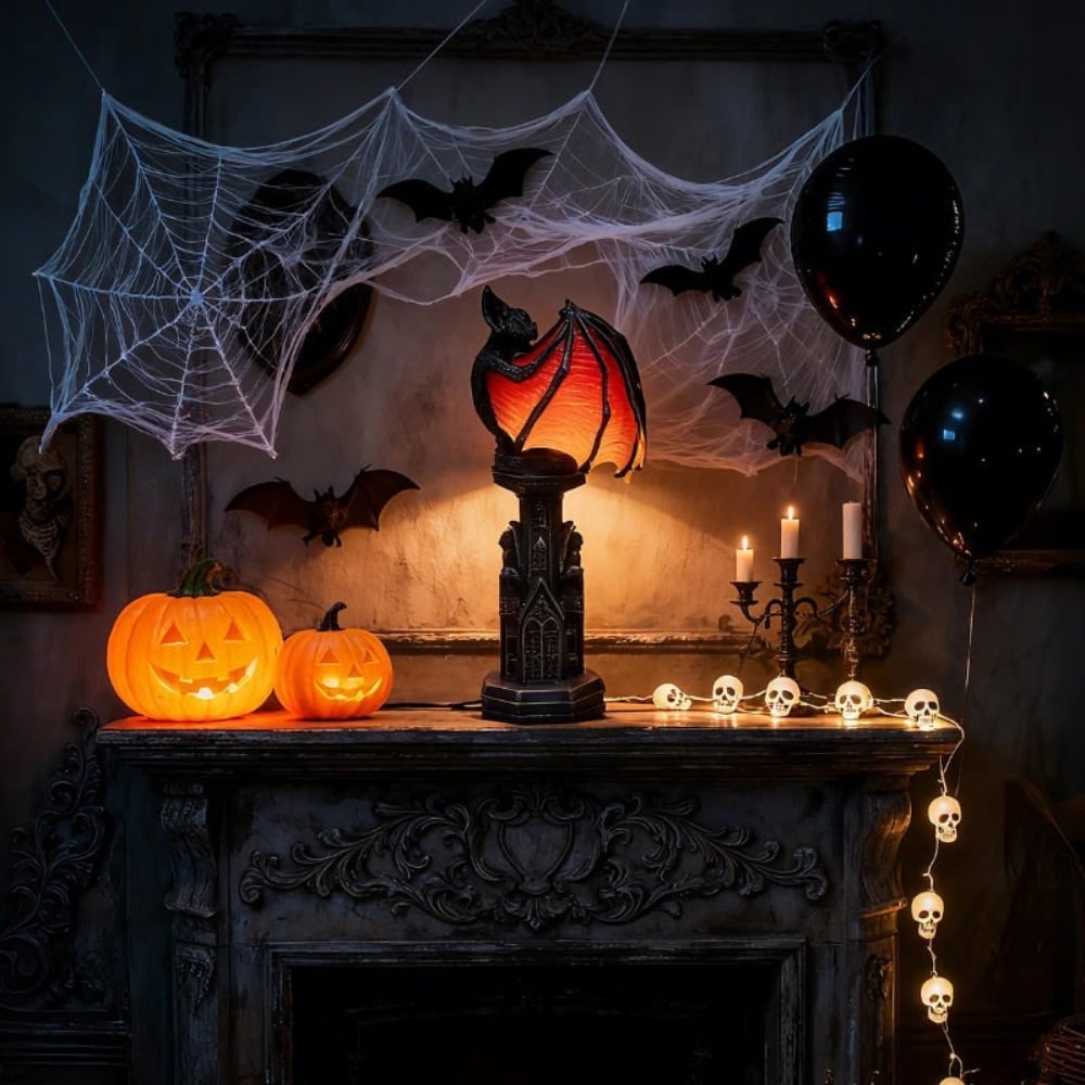 Thermabuild | Halloween LED Light Bat Lamp Gothic Style Table with Translucent Wings