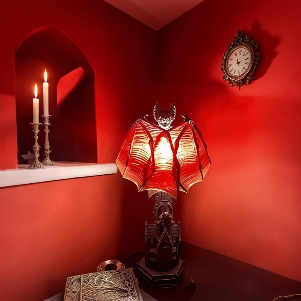 Thermabuild | Halloween LED Light Bat Lamp Gothic Style Table with Translucent Wings
