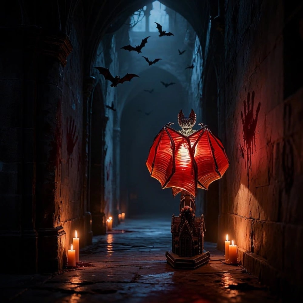 Thermabuild | Halloween LED Light Bat Lamp Gothic Style Table with Translucent Wings