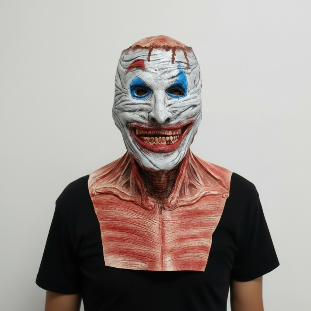 Thermabuild | Halloween Mask Peel Off Creepy Clown and Skull Double-Layer Latex Costume